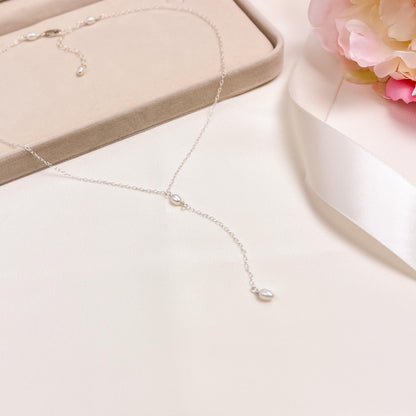 Lariat Y Necklace Freshwater Pearl Jewelry Gold Dainty Silver Jewellery Birthday Gift Idea For Women Anniversary Present Loved One Wife Girl