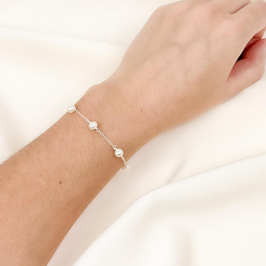 Freshwater Pearl Beaded Bracelet Wedding Gift for Maid of Honor Jewellery Flower Girl Memento Mother Bride Present Handmade Jewelry Women