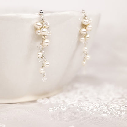 Screw Back Earrings Drop Dangle Jewelry Freshwater Pearl Austrian Crystal Jewellery Gold Fill Sterling Silver Gift Idea For Wife Present