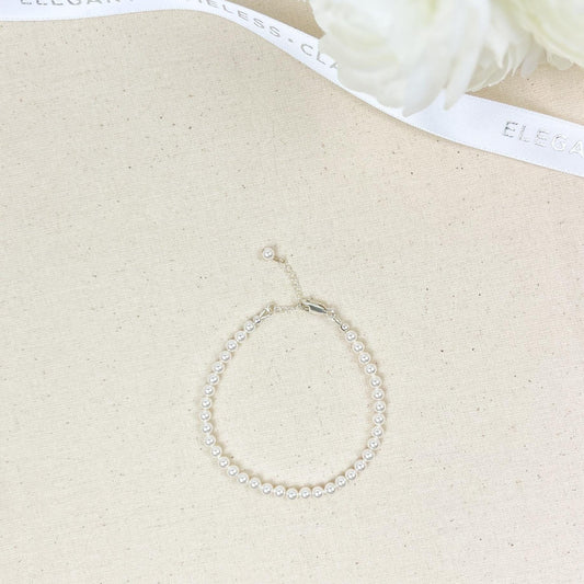 Crystal Pearl Bracelet Beaded Handmade Wedding Gift Idea Mother of Bride Maid of Honor Present Flower Girl Bridal Shower Engagement Party