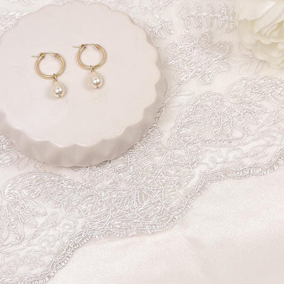 Pearl Teardrop Hoop Earrings Drop Dangle Gift Austrian Crystal Wedding Present for Mother of the Bride Jewelry Daughter in Law Bridal Shower