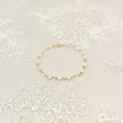 Freshwater Pearl Beaded Bracelet Austrian Crystal Gold Fill Bridal Jewelry Sterling Silver Wedding Present Idea For Gift Bride Heirloom