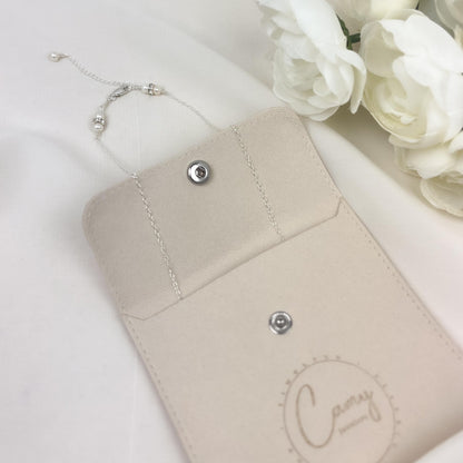 Wedding Day Long Drop Necklace Rhinestone V Shaped Pearl Beaded Gift for the Soon to be Bride from Groom Step Mom in Law Present Bridesmaid
