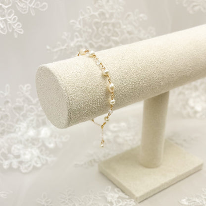 Freshwater Pearl Beaded Bracelet Austrian Crystal Gold Fill Bridal Jewelry Sterling Silver Wedding Present Gift Idea For Bridesmaid Present