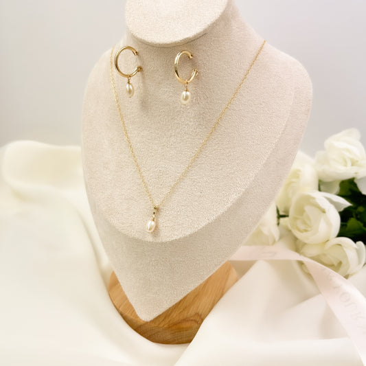Jewelry Set Wedding Gold Silver Earrings Bridal Pearl Pendant Gift Idea for Bridesmaid Proposal Maid of Honor Present Bachelorette Memento