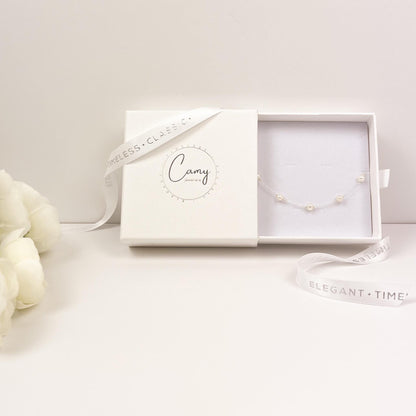 Freshwater Pearl Beaded Bracelet Gold Silver Chain Anniversary Gift for Her Present Idea Wife Women Birthday Christmas Girlfriend Jewelry