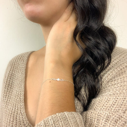 Cluster Bracelet Natural Pearl Austrian Crystal Gold Jewelry Silver Jewellery Gift Idea Anniversary Present Handmade Birthday Women Wife