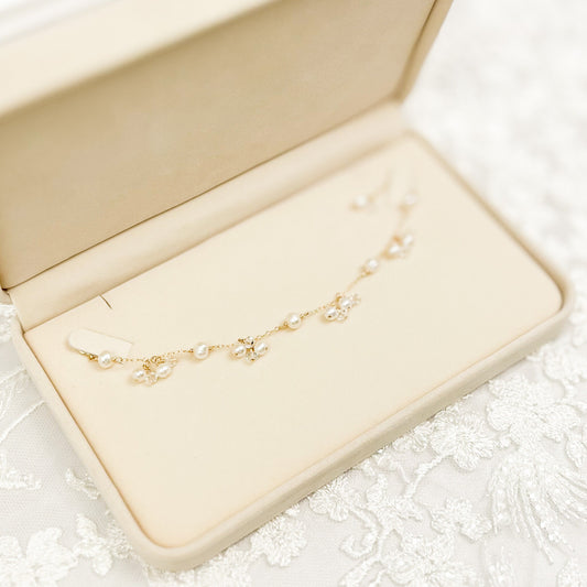 Bride Charm Bracelet Freshwater Pearl Bridal Jewellery Austrian Crystal Wedding Present Handmade  Gift Gold Fill Sterling Silver
