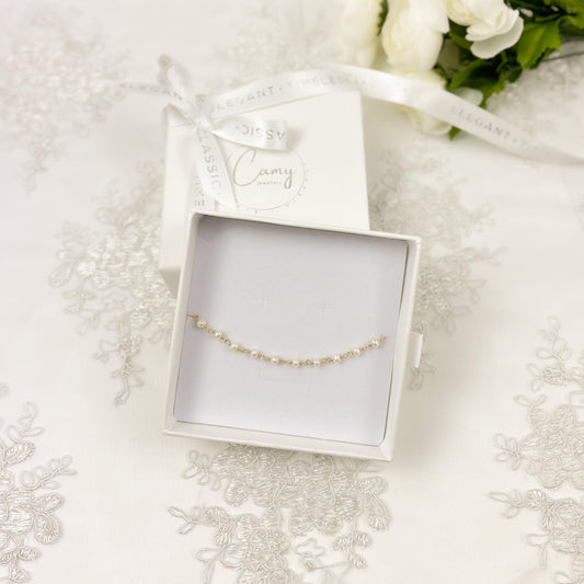 Freshwater Pearl Elegant Beaded Bracelet Gift Idea for Wife Handmade Jewelry Anniversary Present Valentines Day Women Girlfriend Birthday