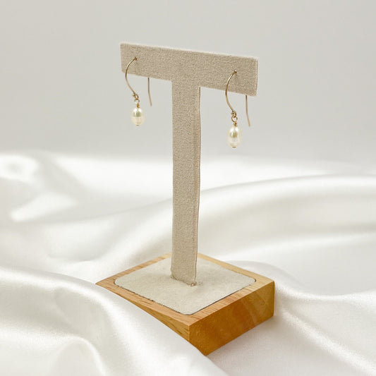 Minimalist Drop Earrings Freshwater Pearl Dangle Jewelry 14k Gold Fill Jewellery Sterling Silver Gift for Wife Anniversary Present Birthday