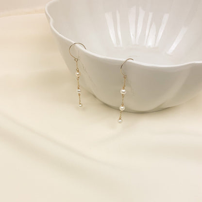 Drop Dangle Freshwater Pearl Earrings Handmade Gold Jewelry Silver Jewellery Wedding Present For Bride Maid of Honor Proposal Idea for Women