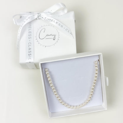Pearl Beaded Necklace Genuine Crystal Wedding Gift Idea for Mother of the Bride Bridesmaid Present Maid of Honor Bridal Handmade Jewellery