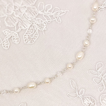 Mother of Bride Beaded Necklace Freshwater Pearl Austrian Crystal Wedding Gifts Gold Fill Sterling Silver Handmade Heirloom Jewellery Idea