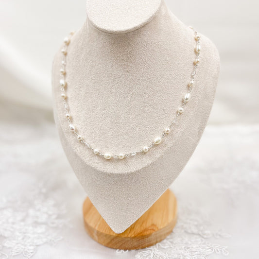 Mother of Bride Beaded Necklace Freshwater Pearl Austrian Crystal Wedding Gifts Gold Fill Sterling Silver Handmade Heirloom Jewellery Idea
