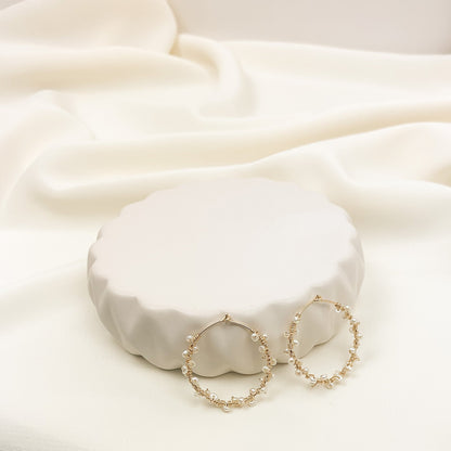 Hoop Earrings Freshwater Pearl Gold Jewelry Silver Jewellery Gift Idea for Anniversary Handmade Dainty Present Wife Girlfriend Loved One Her